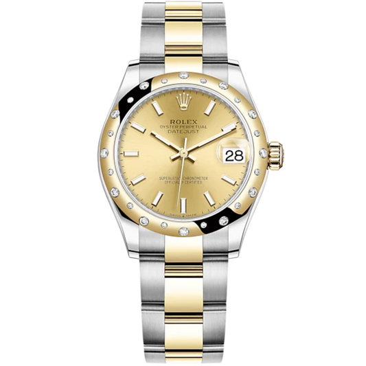 Datejust 31 31mm Oyster Bracelet Oystersteel and Yellow Gold with Champagne-Colour Dial Diamond-Set Bezel