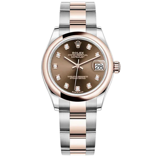 Datejust 31 31mm Oyster Bracelet Oystersteel and Everose Gold with Chocolate Diamond-Set Dial Everose Gold Bezel