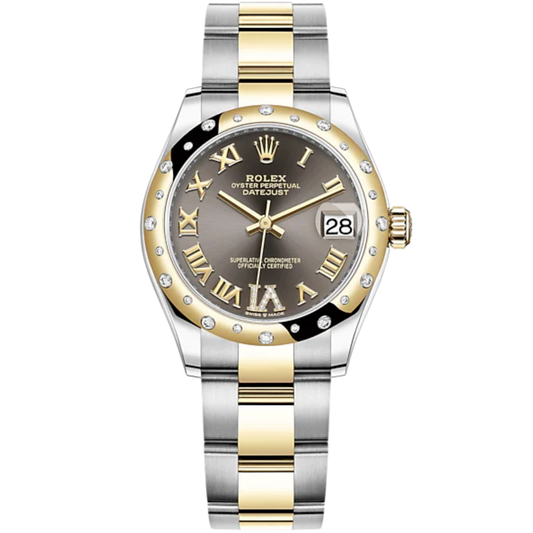 Datejust 31 31mm Oyster Bracelet Oystersteel and Yellow Gold with Dark Grey Diamond Dial Diamond-Set Bezel