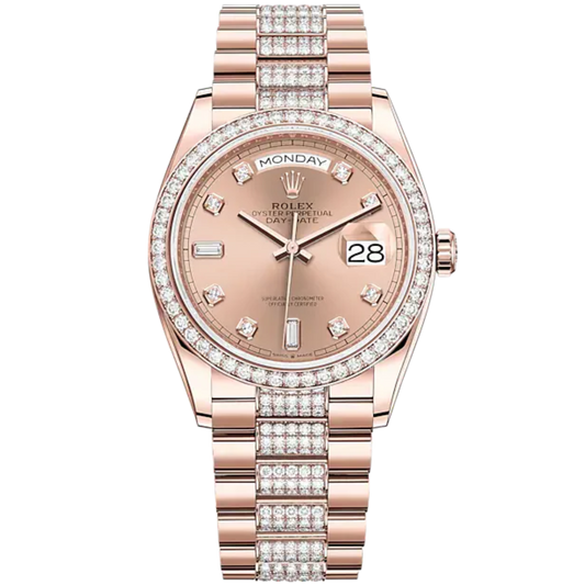 Day-Date 36 36mm Diamond-Set President Bracelet and 18 KT Everose Gold with Rosé-Colour Dial Diamond-Set Bezel