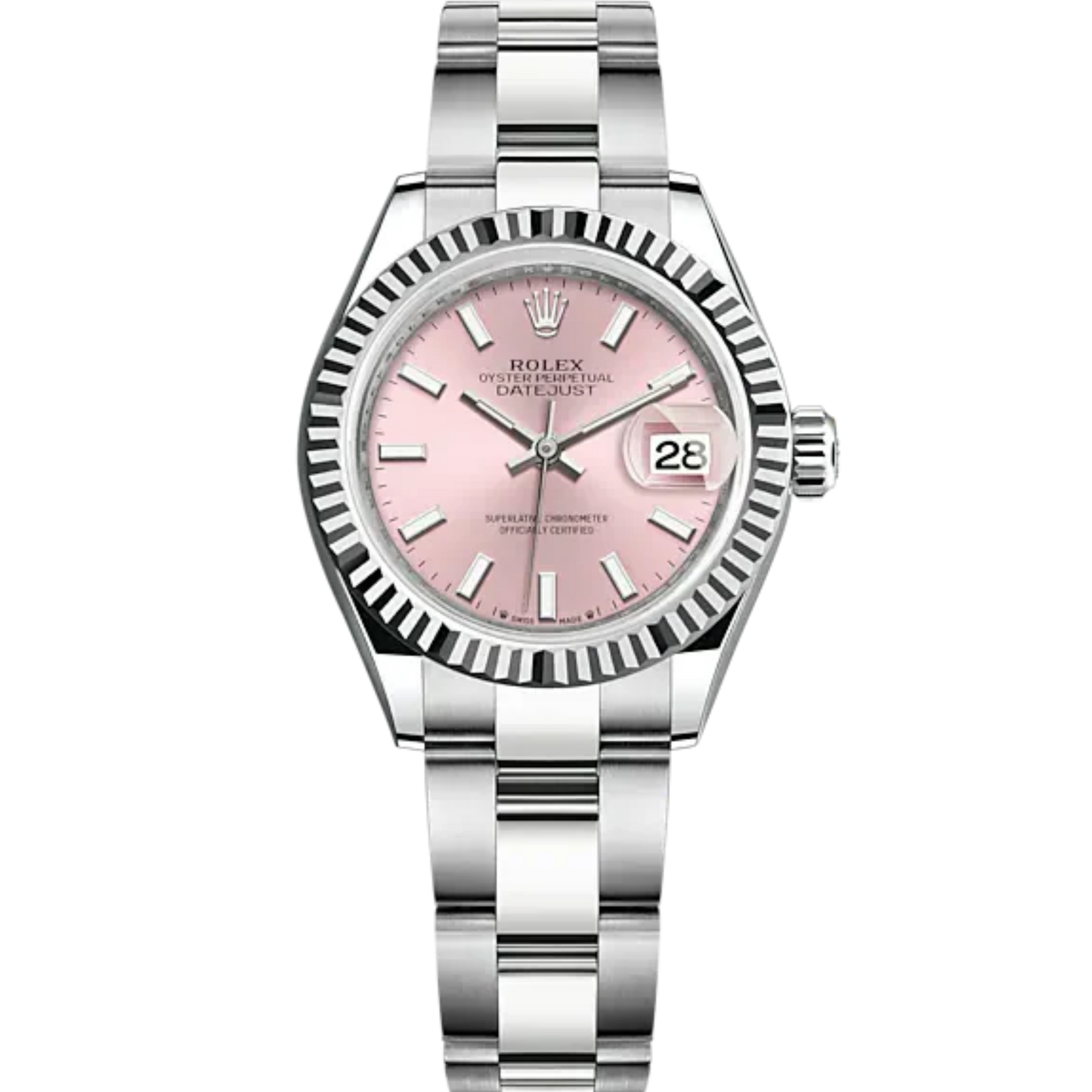 Rolex Lady-DateJust Ref. 279174 28mm White Gold with Pink Dial Fluted Bezel on Oyster