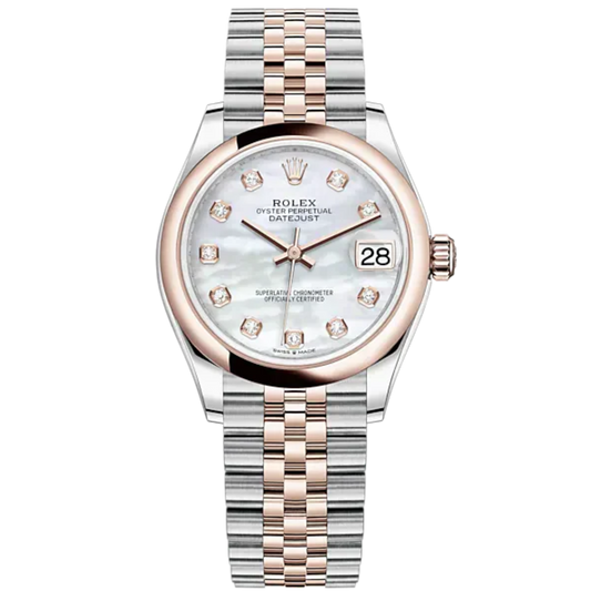 Datejust 31 31mm Jubilee Bracelet Oystersteel and Everose Gold with White Mother-Of-Pearl Diamond-Set Dial Everose Gold Bezel