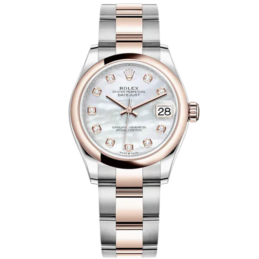 Datejust 31 31mm Oyster Bracelet Oystersteel and Everose Gold with White Mother-Of-Pearl Diamond-Set Dial Everose Gold Bezel