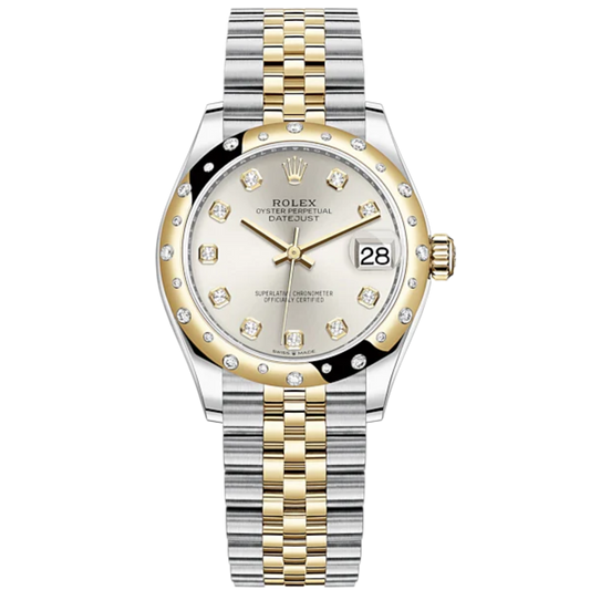 Datejust 31 31mm Jubilee Bracelet Oystersteel and Yellow Gold with Silver Diamond-Set Dial Diamond-Set Bezel