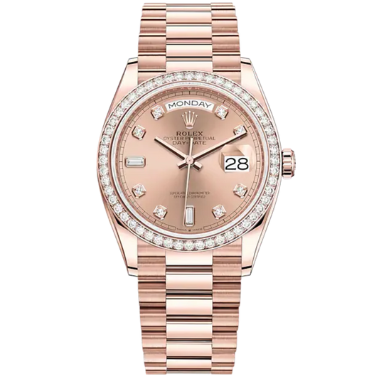 Day-Date 36 36mm President Bracelet and 18 KT Everose Gold with Rosé-Colour Dial Diamond-Set Bezel