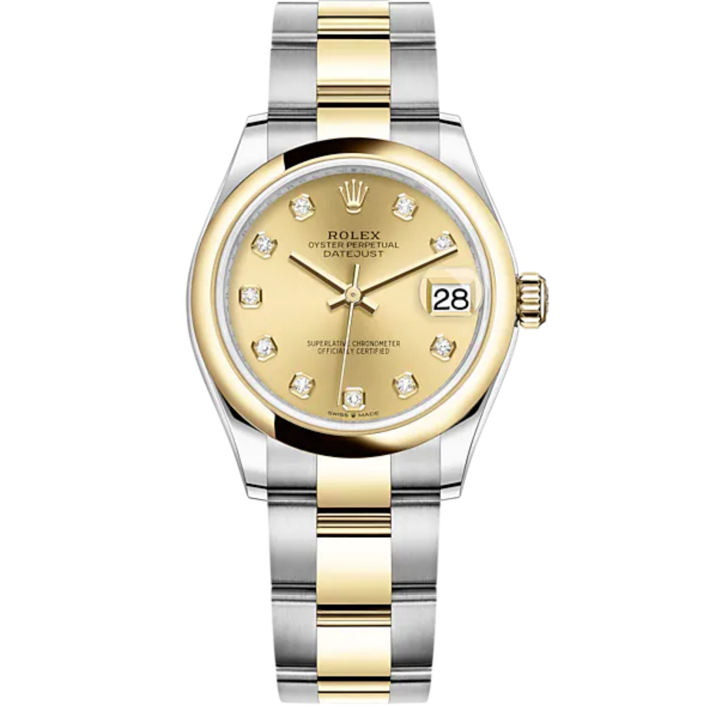 Datejust 31 31mm Oyster Bracelet Oystersteel and Yellow Gold with Champagne Colour Diamond-Set Dial Yellow Gold Bezel