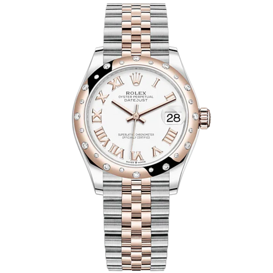 Datejust 31 31mm Jubilee Bracelet Oystersteel and Everose Gold with White Dial Diamond-Set Bezel