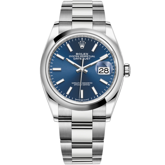 Datejust 36 36mm Oystersteel Oyster Bracelet with Bright Blue Dial Dial Domed Bezel