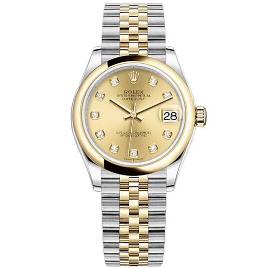 Datejust 31 31mm Jubilee Bracelet Oystersteel and Yellow Gold with Champagne Colour Diamond-Set Dial Yellow Gold Bezel