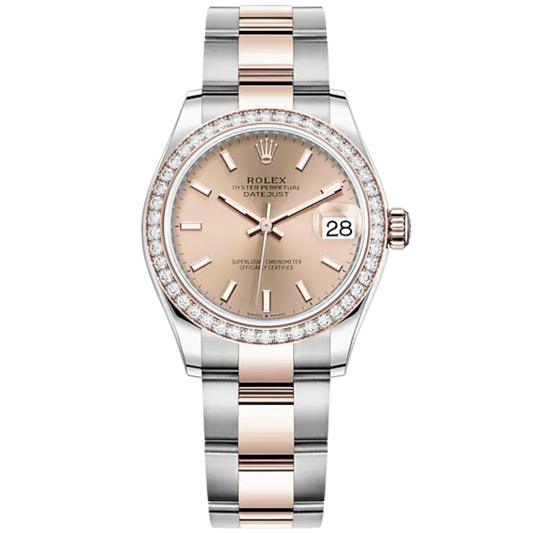 Datejust 31 31mm Oyster Bracelet Oystersteel and Everose Gold with Rosé-Colour Dial Diamond-Set Bezel