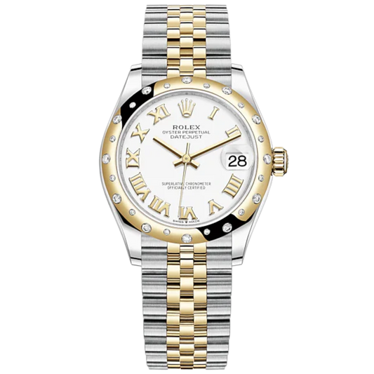 Datejust 31 31mm Jubilee Bracelet Oystersteel and Yellow Gold with White Dial Diamond-Set Bezel