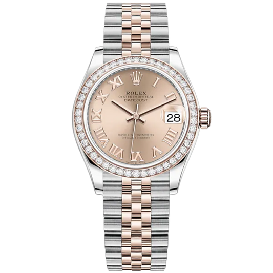 Datejust 31 31mm Jubilee Bracelet Oystersteel and Everose Gold with Rosé-Colour Roman Dial Diamond-Set Bezel