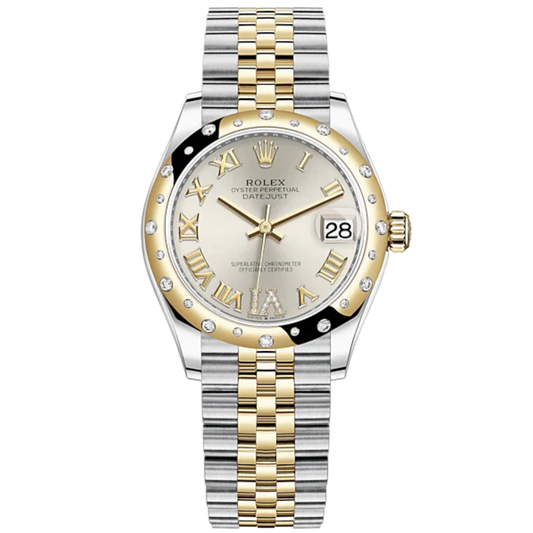 Datejust 31 31mm Jubilee Bracelet Oystersteel and Yellow Gold with Silver Diamond Dial Diamond-Set Bezel