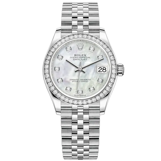 Datejust 31 31mm Jubilee Bracelet Oystersteel and White Gold with  White Mother-Of-Pearl Dial Knurled Bezel