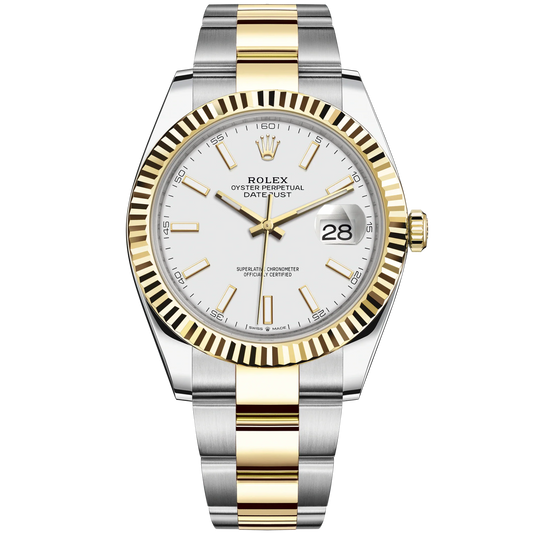 Datejust 41 41mm Oyster Bracelet Oystersteel and Yellow Gold with White Dial Fluted Bezel