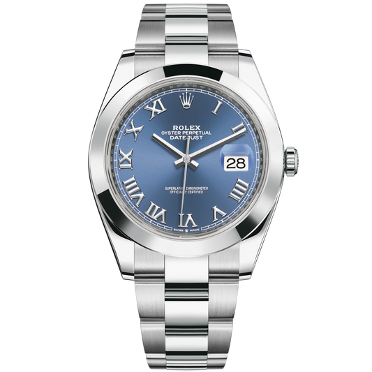Datejust 41 41mm Oyster Bracelet Oystersteel with Azzurro-Blue Dial Oystersteel Bezel
