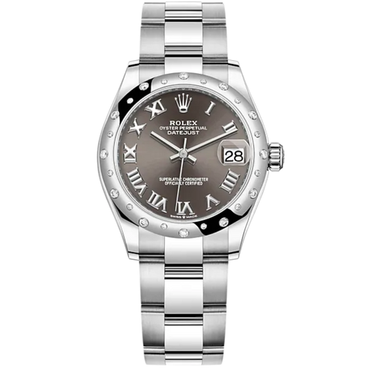 Datejust 31 31mm Oyster Bracelet Oystersteel With Dark Gray Dial Oystersteel Bezel