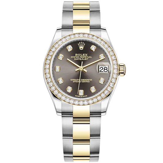 Datejust 31 31mm Oyster Bracelet Oystersteel and Yellow Gold with Dark Gray Diamond-Set Dial Diamond-Set Bezel
