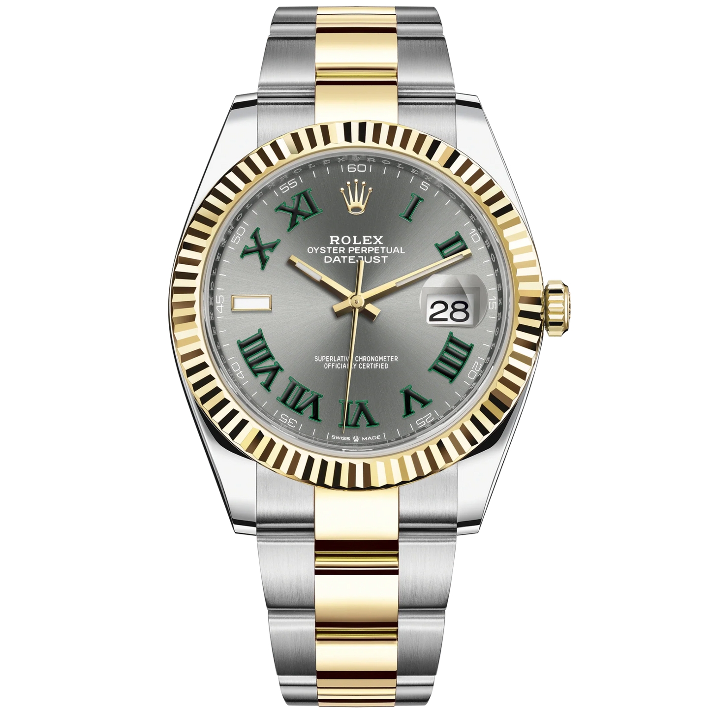 Datejust 41 41mm Oyster Bracelet Oystersteel and Yellow Gold with Slate Dial Fluted Bezel