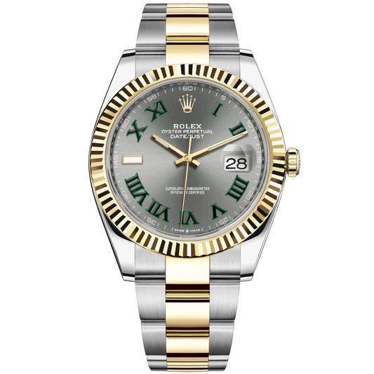 Datejust 41 41mm Oyster Bracelet Oystersteel and Yellow Gold with Slate Dial Fluted Bezel