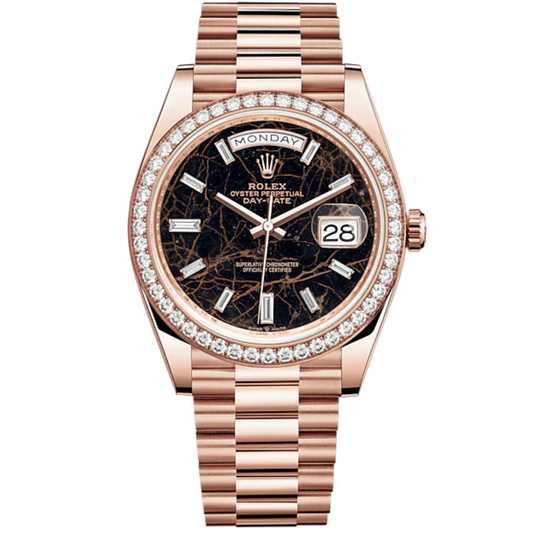 Day-Date 40 40mm President Bracelet and 18 KT Everose Gold with Eisenkiesel Diamond-Set Dial and Diamond-Set Bezel