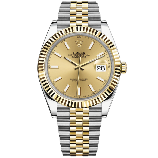 Datejust 41 41mm Jubilee Bracelet Oystersteel and Yellow Gold with Champagne-Colour Dial Fluted Bezel