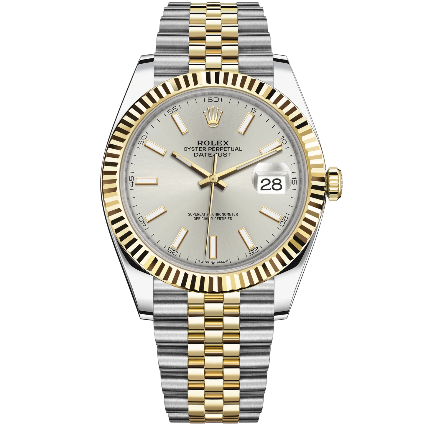Datejust 41 41mm Jubilee Bracelet Oystersteel and Yellow Gold with Silver Dial Fluted Bezel