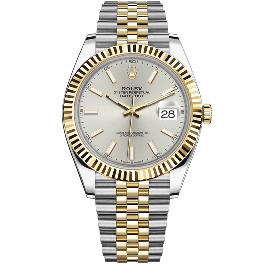 Datejust 41 41mm Jubilee Bracelet Oystersteel and Yellow Gold with Silver Dial Fluted Bezel