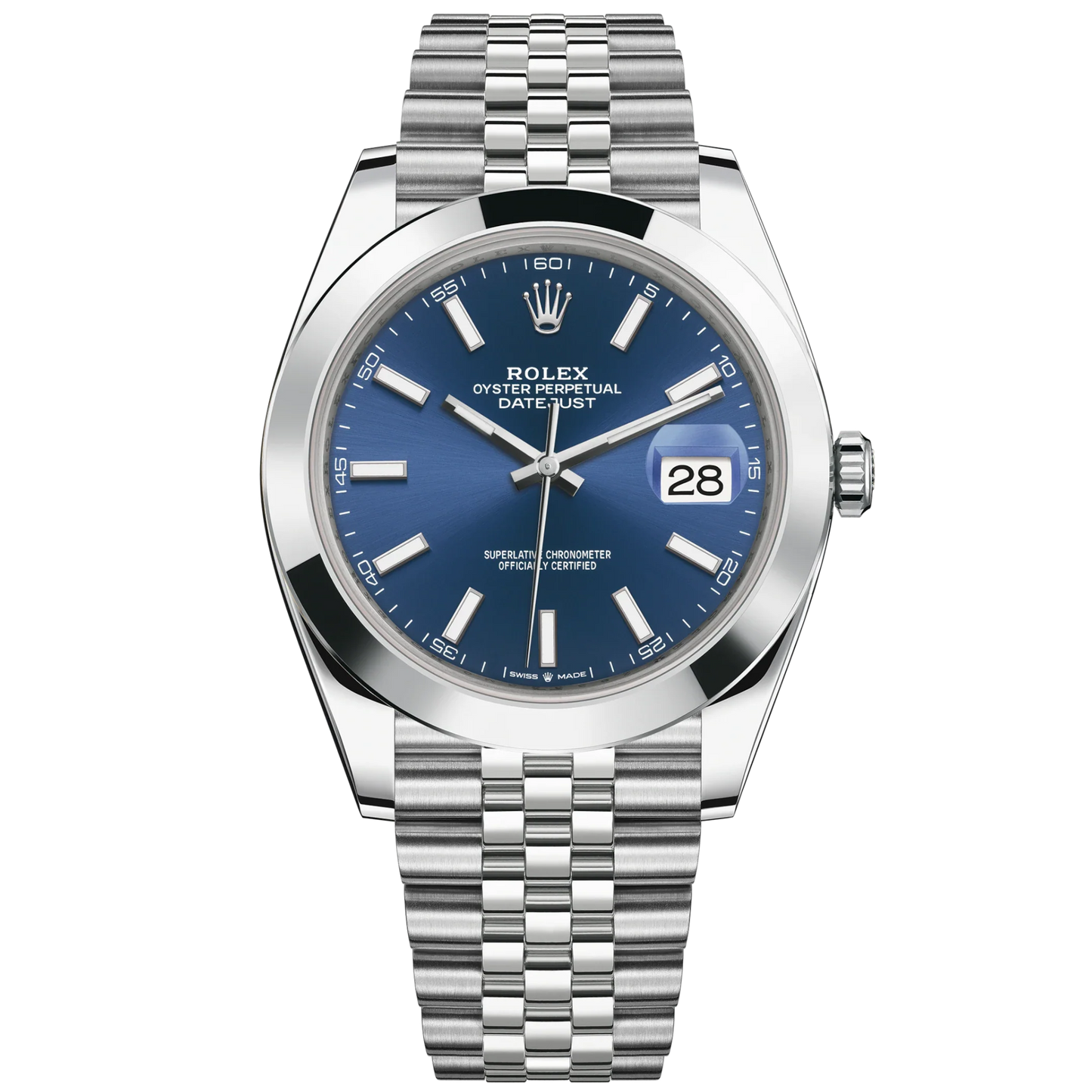 Datejust 41 41mm Jubilee Bracelet Oystersteel with Bright Blue Dial Oystersteel Bezel