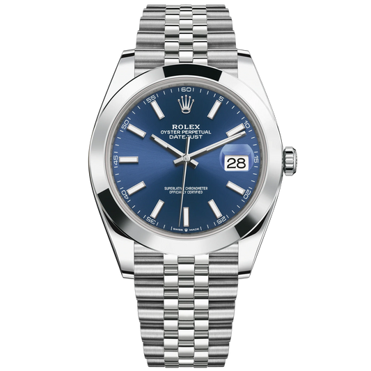 Datejust 41 41mm Jubilee Bracelet Oystersteel with Bright Blue Dial Oystersteel Bezel