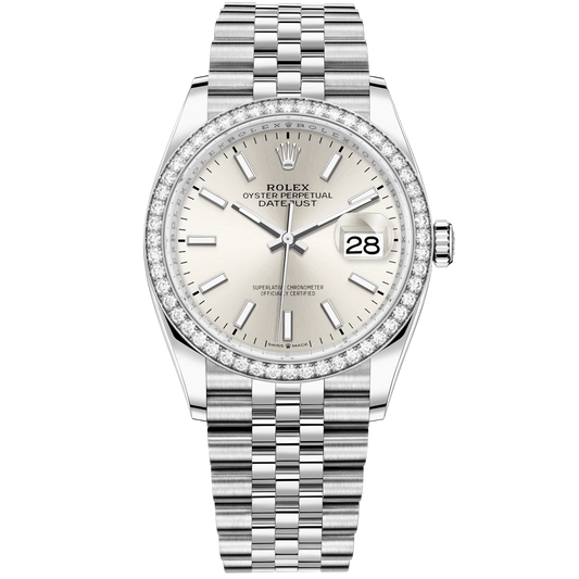 Datejust 36 36mm Oystersteel and White Gold Jubilee Bracelet Silver Dial Diamond-set Bezel