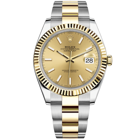 Rolex Datejust Ref. 126333 41mm Yellow Gold Champagne Dial Fluted Bezel in Oyster