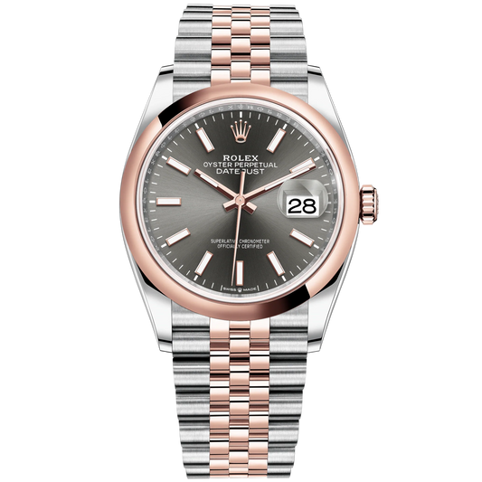 Datejust 36 36mm Oystersteel and Everose Gold Jubilee Bracelet Slate Dial Domed Bezel
