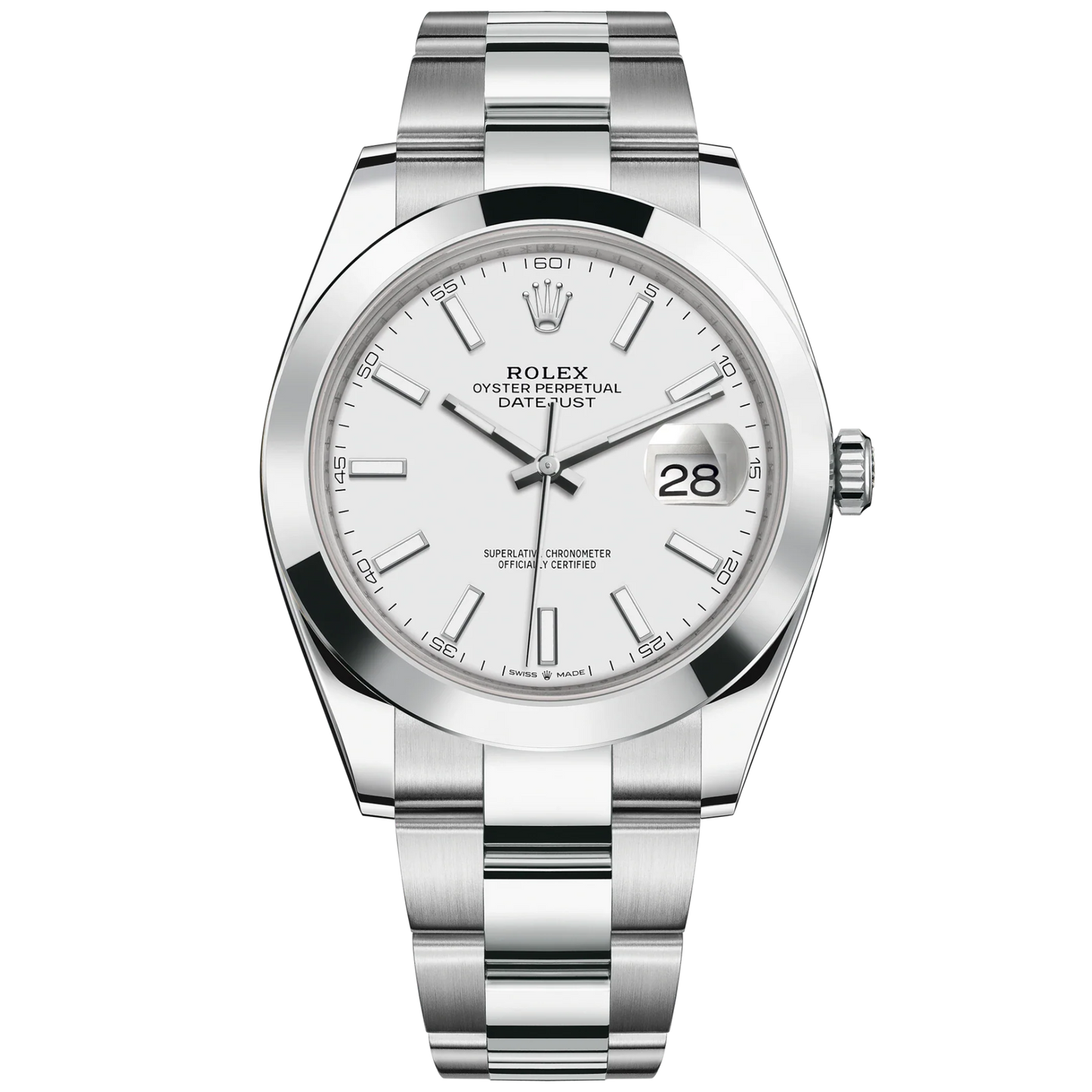 Datejust 41 41mm Oyster Bracelet Oystersteel with White Dial Oystersteel Bezel