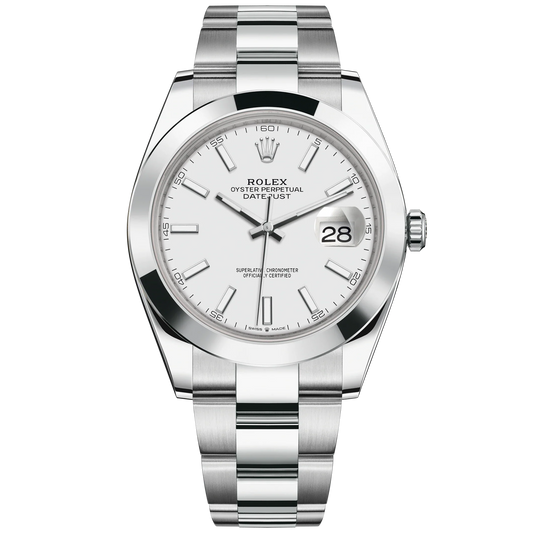 Datejust 41 41mm Oyster Bracelet Oystersteel with White Dial Oystersteel Bezel
