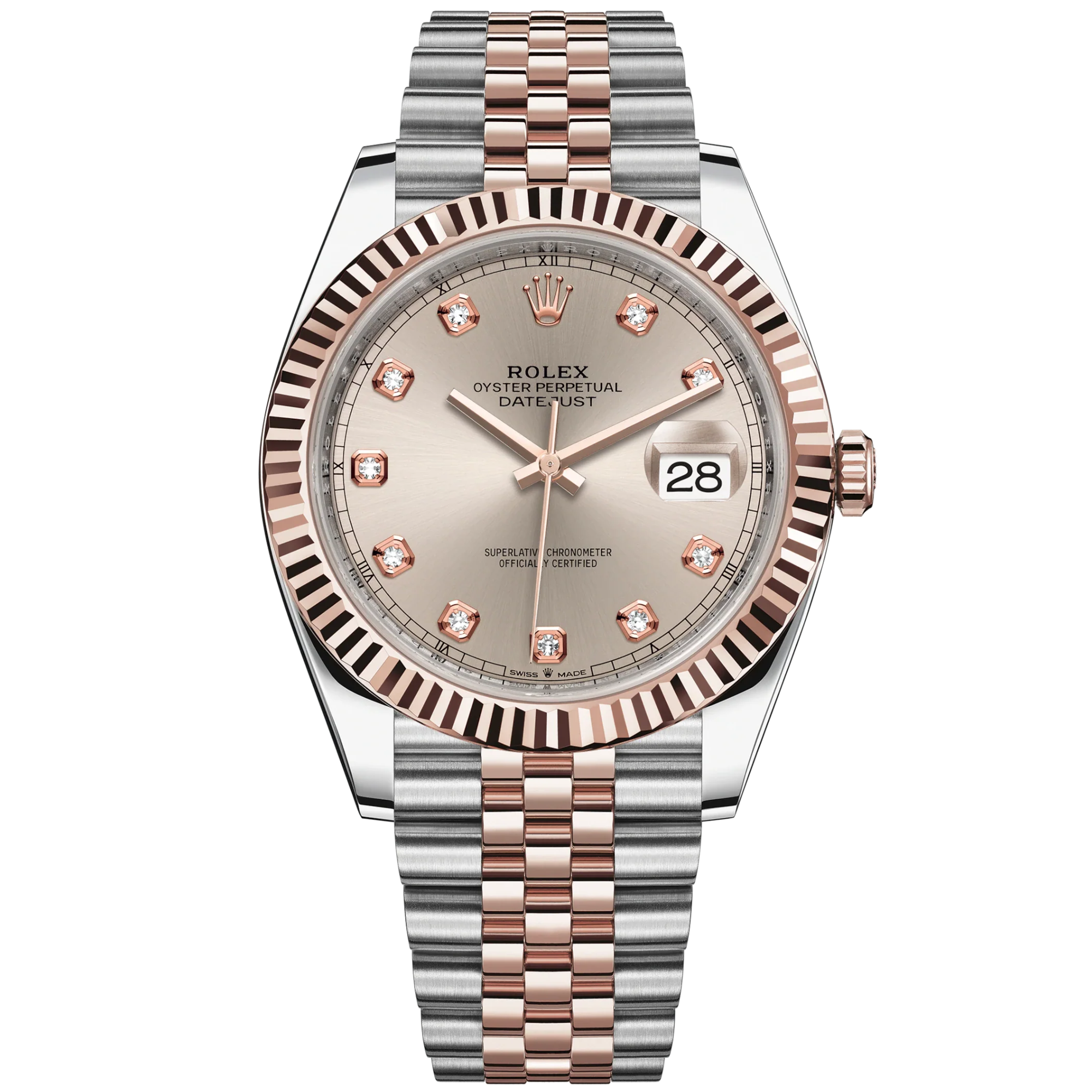 Rolex Datejust Ref. 126331 41mm Sundust Diamond Dial Two Tone RG/SS on Jubilee Band