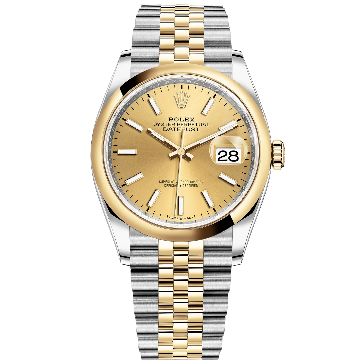 Datejust 36 36mm Oystersteel and Yellow Gold Jubilee Bracelet Champagne-colour Dial Domed Bezel