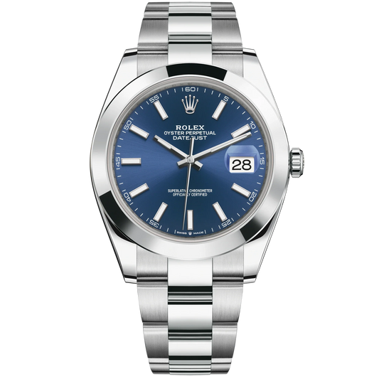 Datejust 41 41mm Oyster Bracelet Oystersteel with Bright Blue Dial Oystersteel Bezel