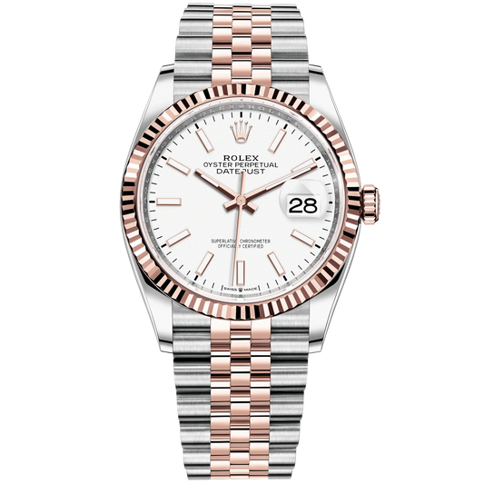 Datejust 36 36mm Oystersteel and Everose Gold Jubilee Bracelet White Dial Fluted Bezel