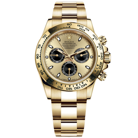 Cosmograph Daytona 40MM Oyster Bracelet Golden and Black Dial 18 CT Yellow Gold Bezel With Engraved Tachymetric Scale