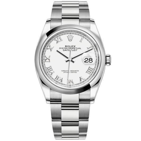 Datejust 36 36mm Oystersteel Oyster Bracelet White Dial Domed Bezel
