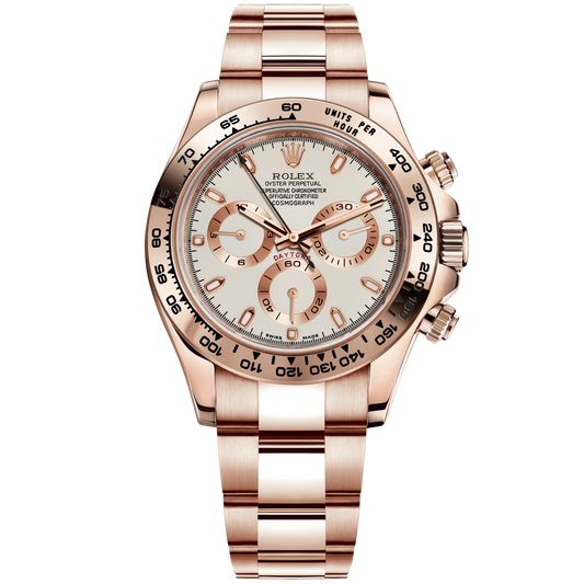 Cosmograph Daytona 40MM Oyster Bracelet Ivory Dial 18 CT Everose Gold Bezel With Engraved Tachymetric Scale