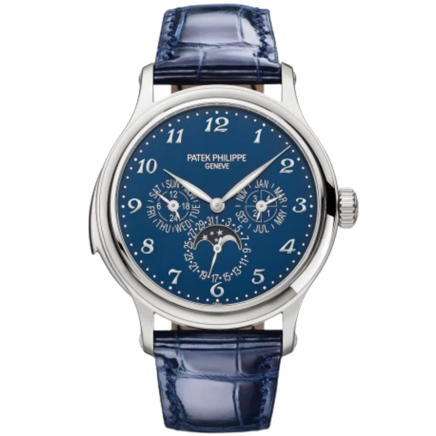 5374G-001 Grand Complications 42mm Shiny Dusk Blue Alligator Leather Strap Blue Enamel Dial White Gold Bezel