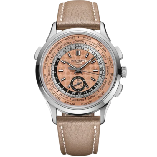 5935A Complications 41mm Grained Taupe/Nubuck Beige Calfskin Strap Carbon Motif Rose-Gilt Opaline Dial Steel Bezel
