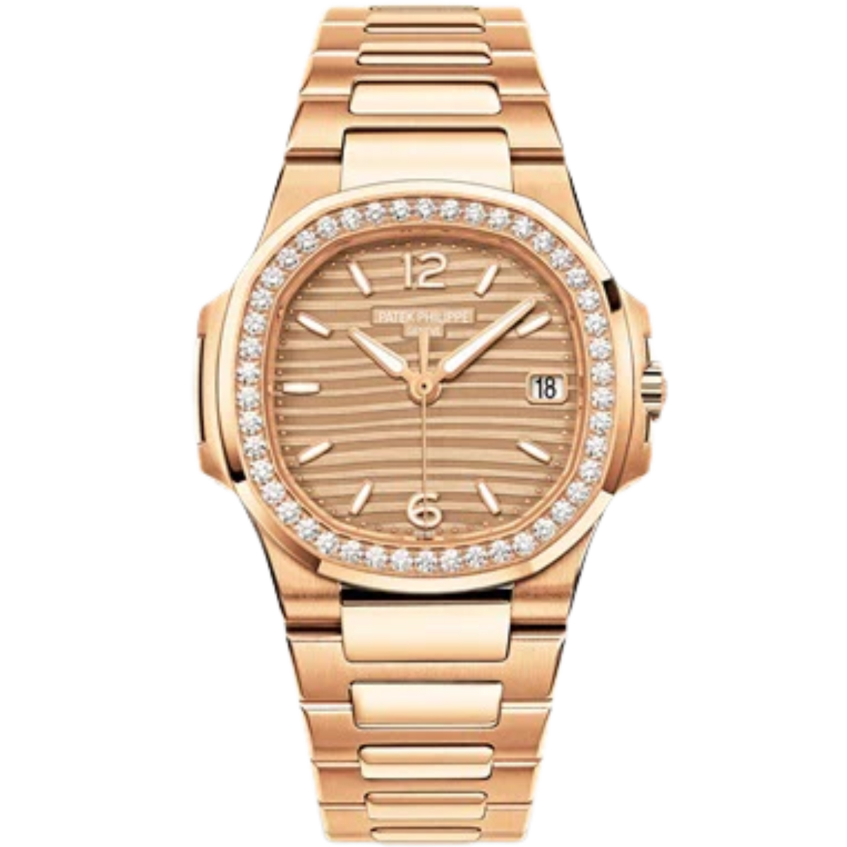 7010-1R-012 Nautilus Rose Gold Bracelet Golden Embossed Dial Rose Gold ...