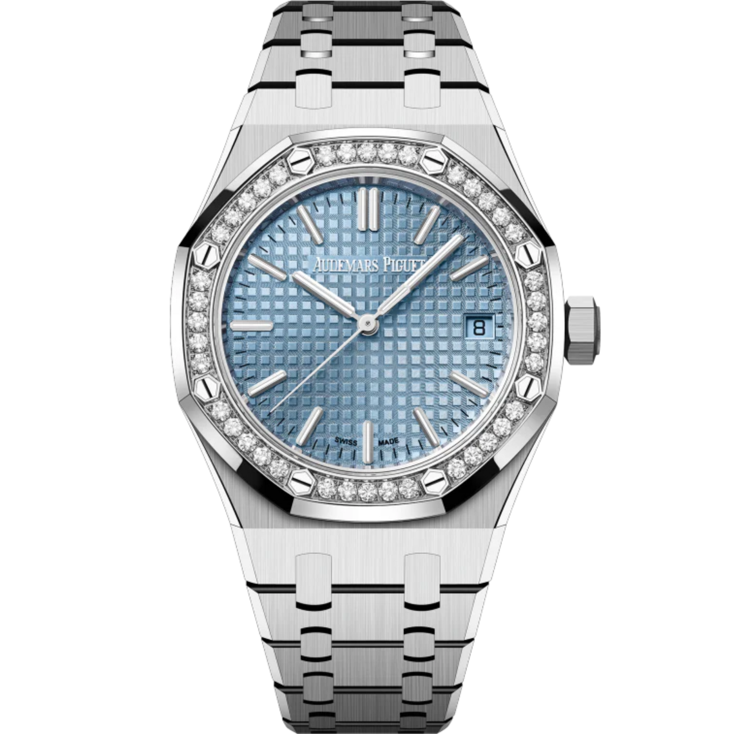 Audemars Piguet Royal Oak Ref. 15551ST.ZZ.1356ST.04 37MM Stainless Steel Ice Blue Dial with Diamond Bezel