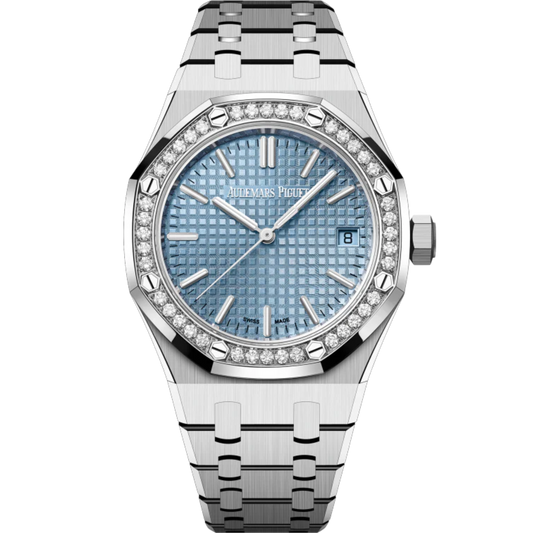 Audemars Piguet Royal Oak Ref. 15551ST.ZZ.1356ST.04 37MM Stainless Steel Ice Blue Dial with Diamond Bezel