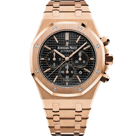 Audemars Piguet Royal Oak Chronograph Ref. 26320OR.OO.1220OR.01 41MM Rose Gold Black Dial on Leather (CONVERTED TO FULL GOLD)