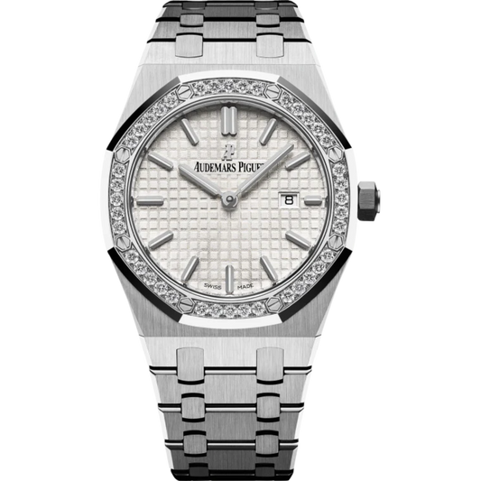 Audemars Piguet Royal Oak Ref. 67651ST.ZZ.1261ST.01 33MM Stainless Steel White Dial with Diamond Bezel
