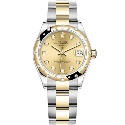 Datejust 31 31mm Oyster Bracelet Oystersteel and Yellow Gold with Champagne-Colour Diamond Set Dial Diamond-Set Bezel